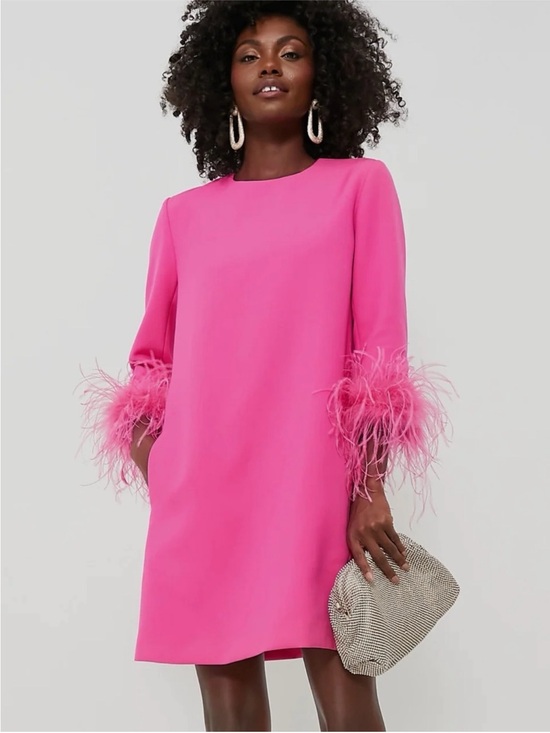 Tuckernuck Dresses & Skirts - Tuckernuck Mod Ellie Hot Pink Feather Cuff Shift Dress